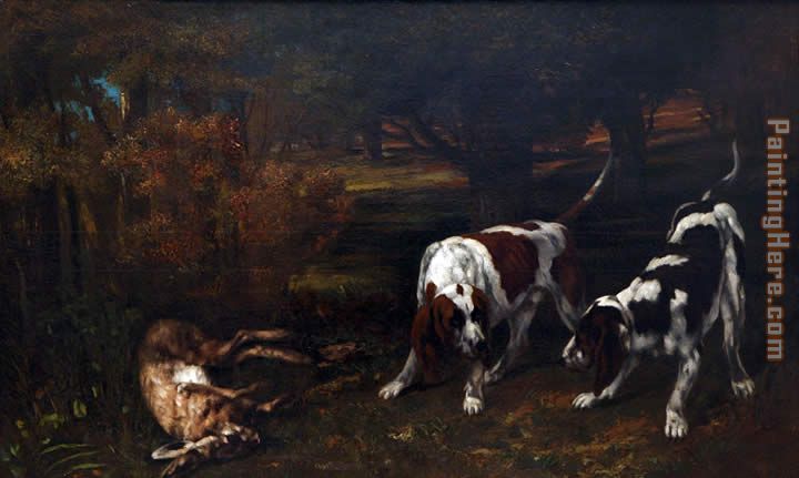 Gustave Courbet Hunting Dogs